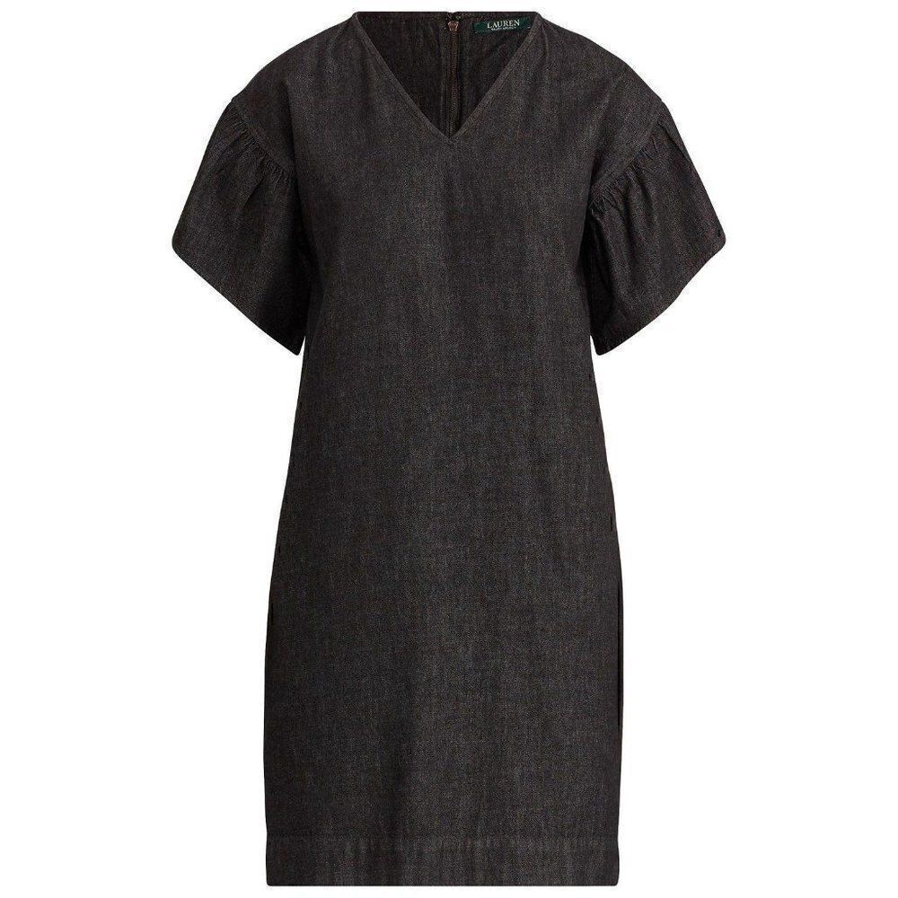 Ralph Lauren NEW Black V-Neck Short-Sleeve Dress 0‎